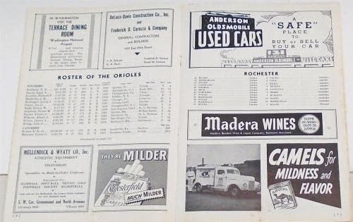 1949 Baltimore v Rochester Baseball Program EX/MT 89266B51 - Programas da faculdade
