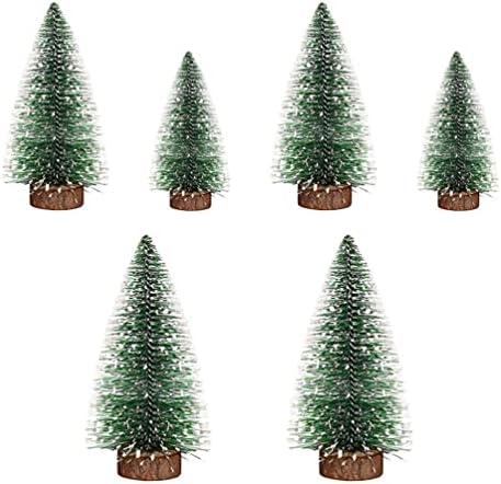 Galpada 12pcs Mini árvore artificial da árvore de natal neve árvores sisal árvores Desktop Miniature Pine Tree Broved Trees com base de madeira para decorações de férias de Natal