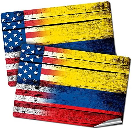Dois decalques/adesivos de 2 x3 com bandeira de Colômbia - Wood W USA FLAND - Qualidade premium duradoura