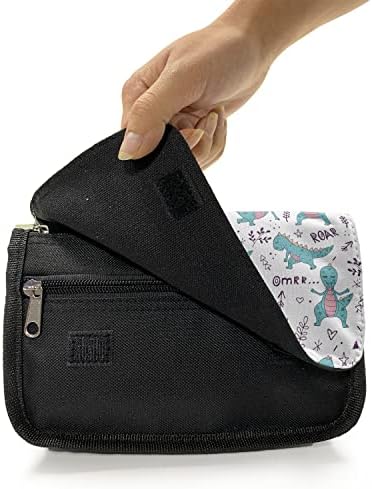 Caixa de lápis dino lunarable, animal pré -histórico fazendo ioga, bolsa de lápis de caneta com zíper duplo, 8,5 x 5,5,