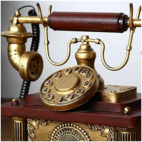 Telefone fixo clássico Retro Push-Button Phone, telefone antigo com fio, decorado por um telefone fixo de ferro, janela da barra de café para casa