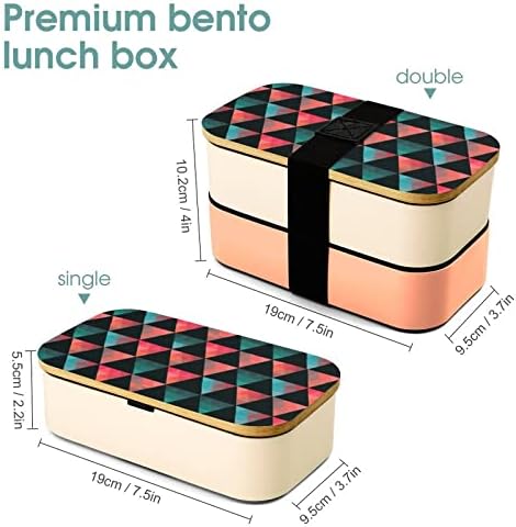 Triângulo Retro Triângulo Dupla Bento Bento Lanchs Com utensílio conjunto de almoço empilhável Inclui 2 contêineres