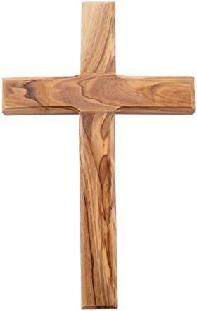 OLIVE Wood Gifts Shop Made Made Olive Wood Cross - Parede pendurada, da Terra Santa, onde Jesus nasceu, crucificado e Rose no