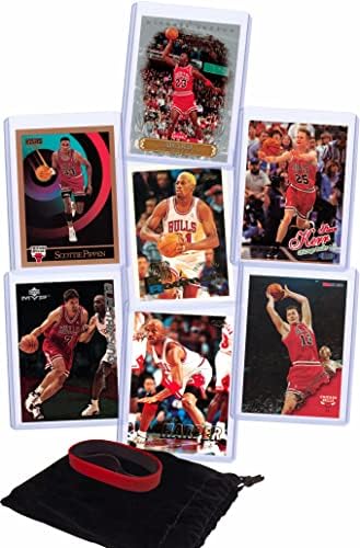 Cartões de Chicago Bulls Michael Jordan, Scottie Pippen, Dennis Rodman, Ron Harper, Toni Kukoc, Steve Kerr, Luc Longley 1997-98 Pacote de presentes da equipe final