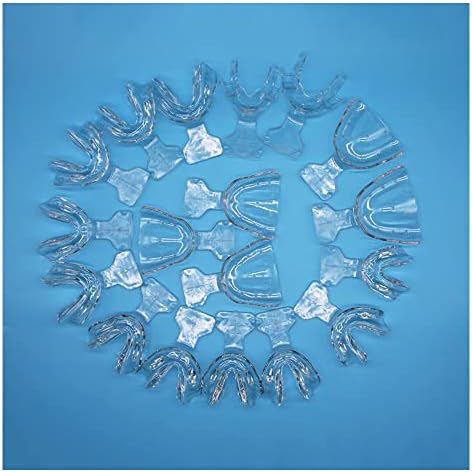 18 PCs transparentes de boca de boca full odontológica bandejas de impressão de mandíbula |