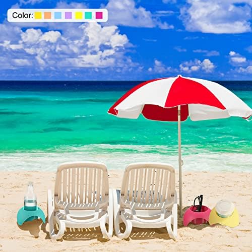 Patikil Beach Cup Solder, 2 Pack Drink Cup Titular Sand Coaster Acessórios de férias de praia, Rosa amarela clara vermelha