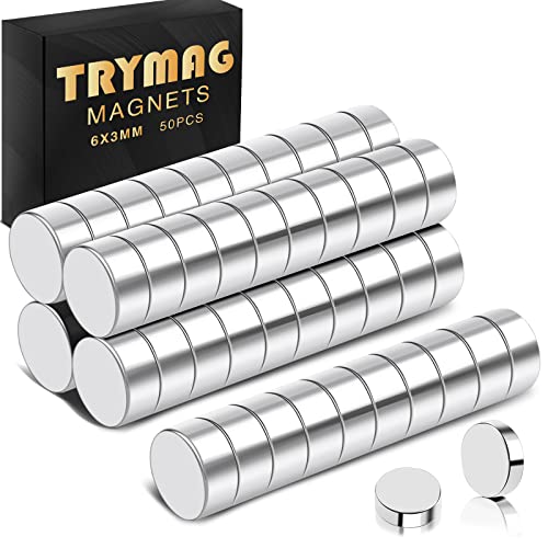 TryMag 45pcs Pequenos ímãs de geladeira preta 6x3mm com 50pcs ímãs de geladeira pequenos 6x3mm