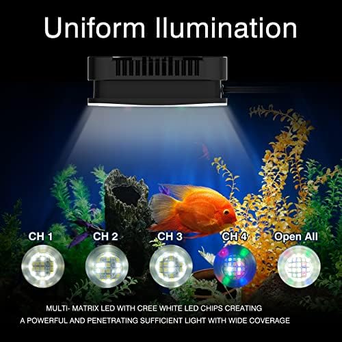 Luz de planta aquário de Lominie 30W água doce LED Aquário Luz de espectro completo com controle remoto para o tanque de peixes