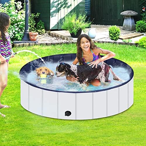 Piscina de cães dobráveis ​​Lepeasy, piscina portátil de animais de estimação portátil para cães e gatos grandes, piscina de peting resistente e durável para interno e externo, 63 x 12 polegadas