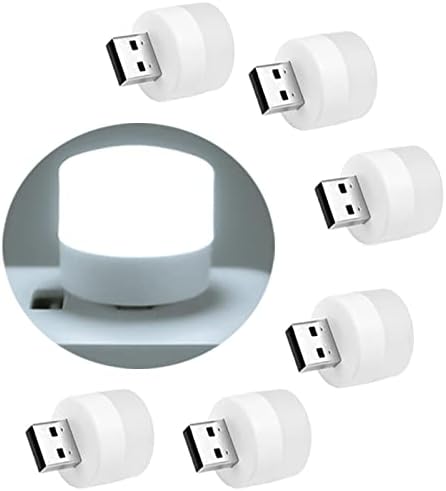 Ioyaauy USB Night Light, LED Mini Bulbo, Conecte a luz noturna, pequenas luzes noturnas, branca quente, lâmpada USB para quarto, banheiro, corredor, viveiro, cozinha, carro USB Light 6ps
