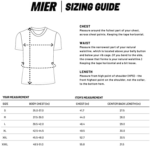 Mier Men's Quick Dry Workout Shirts Wicking Wicking Running Athletic Performance Camisetas Recicladas Top Tee Top