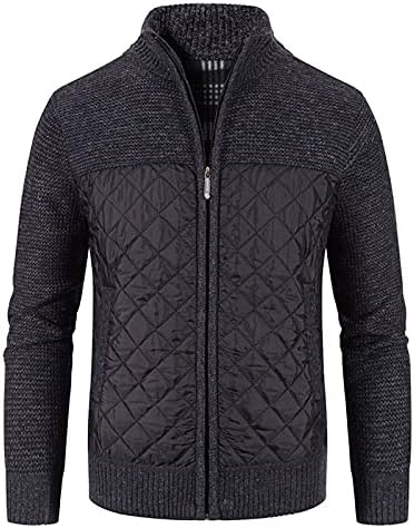Sweater de cardigã acolchoado masculino de Beuu, lã de colarinho de colarinho ladeado de inverno