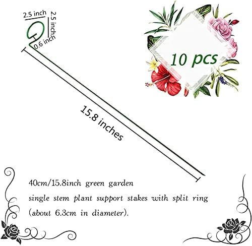 JJZJ 15,8 polegadas Planta de caule único Apoio a aço Estacas de jardim de aço, pacote de 10