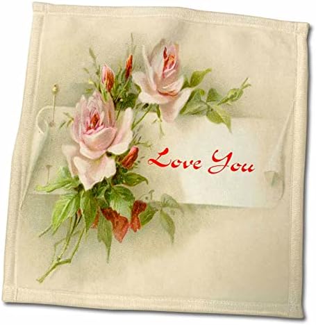 Impressão 3drose de rosas vintage com amor que você está escrito - toalhas