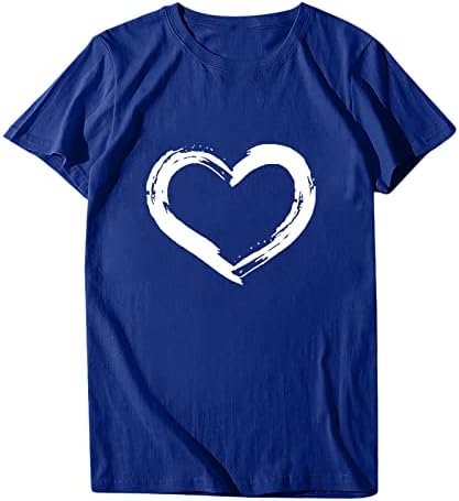 Camisetas gráficas Camisas para mulheres Basic Crewneck Tops de manga curta Love Padrão impressão T Camisetas blusas casuais