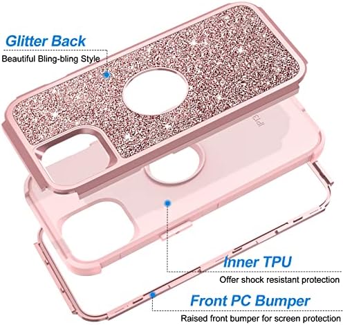 Caso Hython para iPhone 13 Case Glitter, Cute Cute Spirply Bling Sparkle Tampa, Pesados