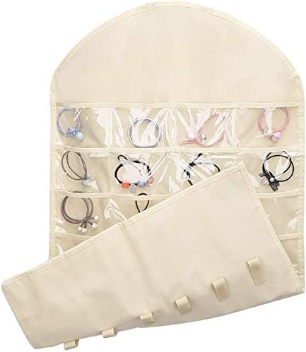 DidCant 32 bolsos visíveis Organizador de jóias pendurado portador de joalheria não tecido com 18 gancho e loops para anéis de meninas/mulheres, colares, pulseiras, brincos
