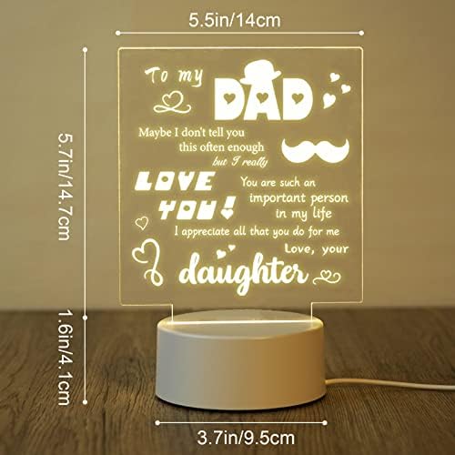 Nabyshop Pai Presentes da filha - Acrílico USB Lâmpadas noturnas de baixa potência Presentes para papai De Gifts Dad Gifts