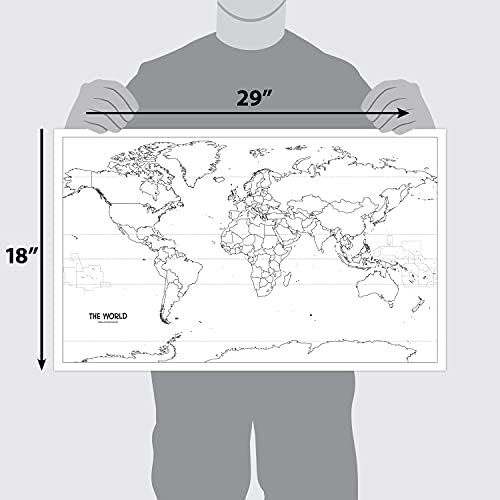 Palace Learning 4 Pack - EUA e mapa mundial em branco Posters de contorno + mapas ilustrados nos EUA e mundial