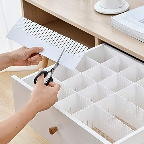 Xiclass 15pcs Divisores de gavetas Organizador de armazenamento de gavetas ajustável para talheres de cozinha desordenar as meias de maquiagem de cômodas podem ajudar