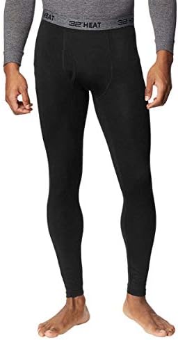 32 graus mens 2 pacote de pacote desempenho térmico Baselayer Pant Leggings, preto/preto