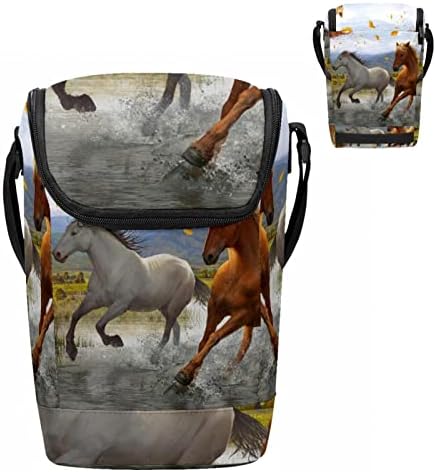 Lunhana da Guerrotkr para mulheres, lancheira para homens, lancheira pequena, padrão de aquarela de cavalos de animais
