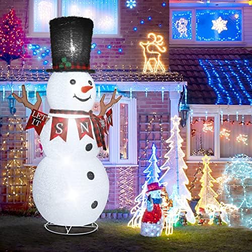 Maninho de neve Decorações de Natal ao ar livre, boneco de neve de natal iluminado de 6 pés, boneco de neve iluminado dobrável,