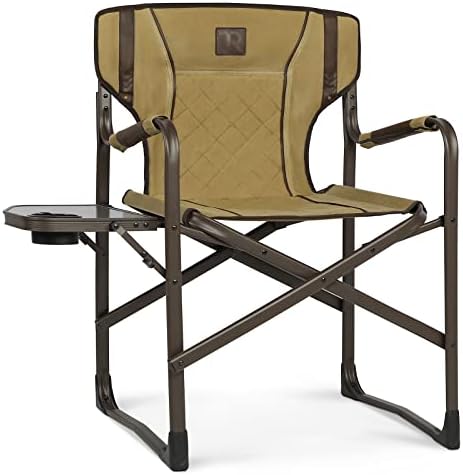 Cadeiras de diretores dobráveis ​​de TR de grandes dimensões com mesa lateral, cadeira de acampamento portátil para adultos para adultos de 350 libras para piquenique ao ar livre caça