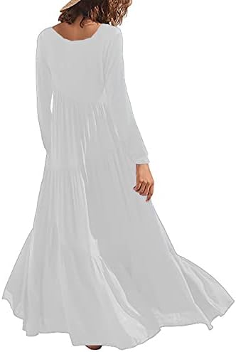 Ailezt Summer Dresses for Women 2023 Womens Casual Salia de manga longa solta com pescoço redondo e macacão branco