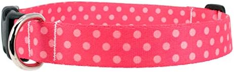 Buttonsmith Pink Dots Dog Collar - Feito nos EUA - Impressão à prova de desbotamento permanentemente, fivela à prova de ferrugem