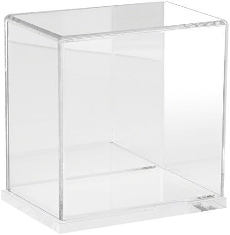 Exibição de acrílico transparente de Plymor com base de madeira, 6 W x 4 d x 6 h