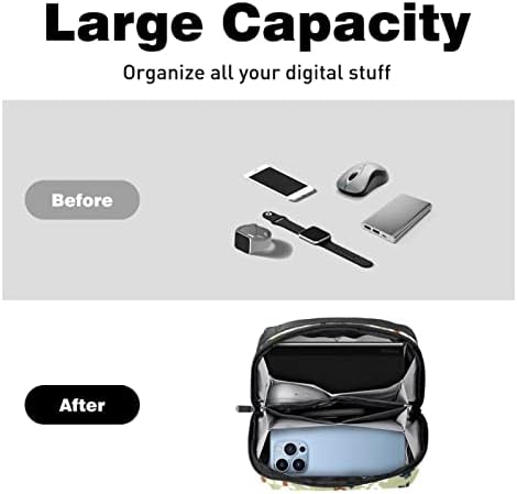 Organizador eletrônico Small Travel Cable Organizer Bag para discos rígidos, cabos, carregador, USB, cartão SD, Flores florais