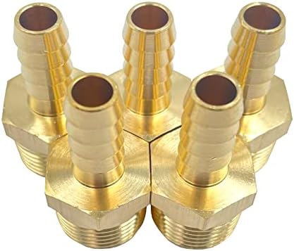 5pcs 3/8 Barb x 1/2 NPT Adaptador de barb de mangueira de encaixe masculino masculino, encaixe de conexão rápida de latão