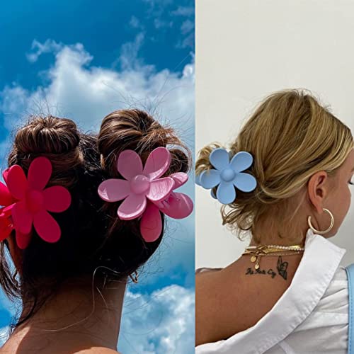 8 PCs Clipe de garra de cabelo de flor de flores grandes clipes de garra fofos para mulheres clipes grossos de cabelo