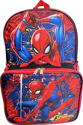 Mochila de 16 polegadas do garoto do homem -aranha de Ruz com lancheira removível correspondente