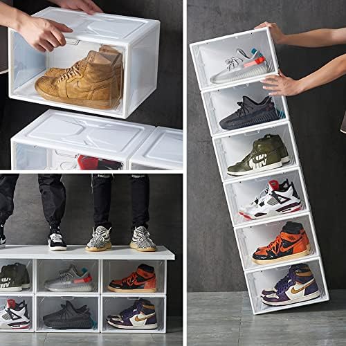 Aikang 8 caixas de armazenamento de sapatos, de tamanho grande 14,9 x11 x 9,25 Caixa de sapato de plástico rígido,