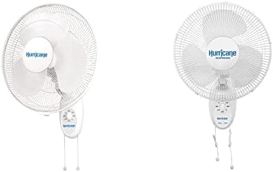 Ventilador de montagem na parede do furacão - 16 polegadas, série suprema, ventilador de parede com oscilação de 90 graus, configurações de 3 velocidades, inclinação ajustável - ETL listada, branca e suprema de 12 polegadas de montagem de parede, branca, branca