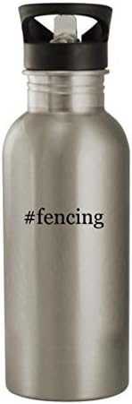 Presentes de Knick Knack FENCING - Hashtag de aço inoxidável de 20 onças garrafa de água ao ar livre, prata