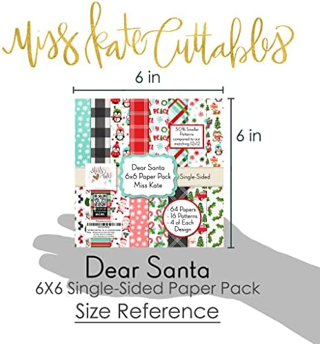 6x6 Pattern Paper Pack - Caro Papai Noel - Para a coleção de papel especial de scrapbook de scrapbook de Natal, uma coleção de 6 x6 inclui 64 folhas - 50% padrões menores - por Miss Kate Cuttables