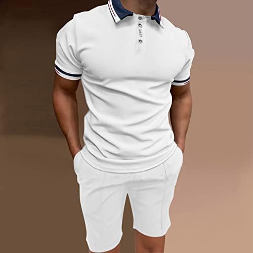 Camisas e shorts masculinos de Xiloccer definem roupas de verão 2 peças de traje curto zíper de colarinho de colarinho
