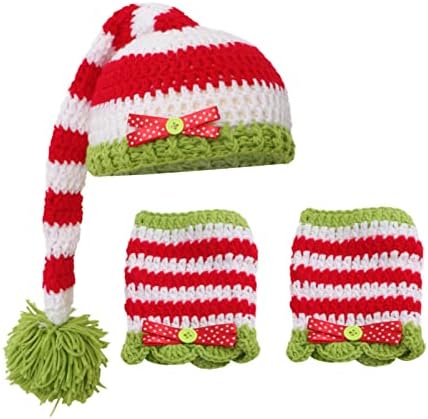 Galpada Recém -nascida adereços 2pcs Baby Christmas Tail Hat bebê chapéu de elfo de Natal com calças para criança
