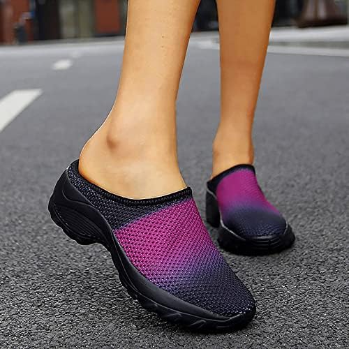 Leewos knit confort confort half plataforma casual suporta sapatos ao ar livre com arquiabroso Black Black Casual Womens