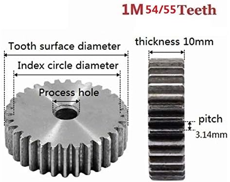 ZhengGuifang ZGF-BR 1M 54/55 RATURA DE ENGRENAGEM DE DETOS 45 Pinhão de engrenagem de esporão de aço para máquinas