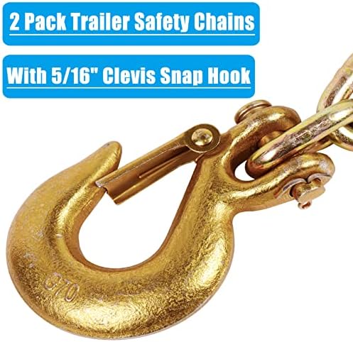 TNYEOBAE 35 Cadeia de segurança do trailer com 5/16 Clevis Snap Hook, Cadeia de Binder de Serviço Pesado de Grade-70