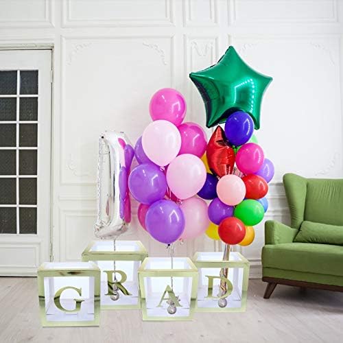 Jojofuny Balloons Boxes Decor Casos de decoração adereços de balão decorações de cartas transparentes blocos de ouro