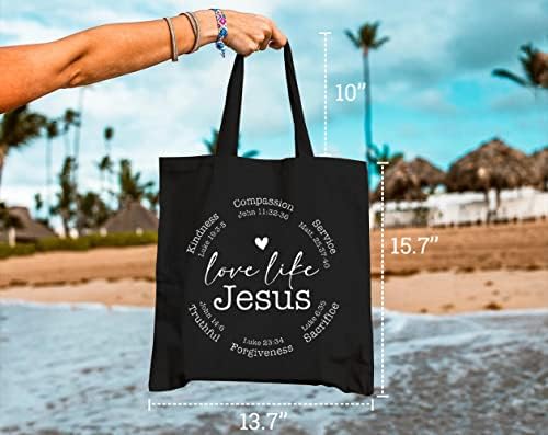 GXVUIS AMOR como Jesus Saga de tela para mulheres Estéticas reutilizáveis ​​Mercelas Bolsas de compras de ombro engraçadas Presentes cristãos