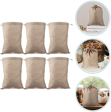 Hanabass 6pcs Sacos de cordão de tração de vegetais reutilizáveis ​​Bolsas de linho multifuncionais