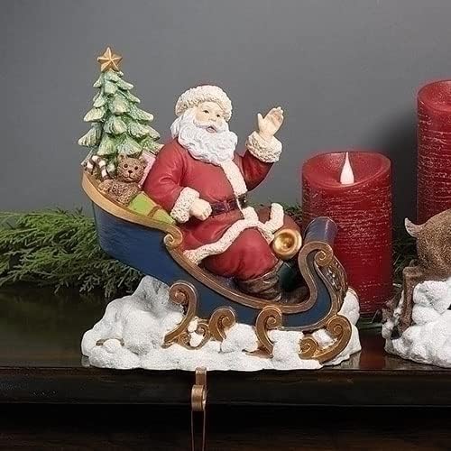 Christmas por Roman Inc., Evergreen Express Collection, 9,2 H Santa em meia de trenó, lanterna, globo de neve, decoração