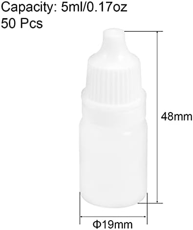 garrafa de conta -gotas plásticas uxcell, 5ml/0,17 oz garrafas de queda de boca pequena garrafa de gotas de líquido espremizável e líquido de olho 50pcs