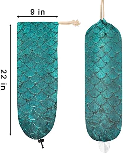 Blue Fish Scale Dragon Pattern Pattern Bags Plástico Solder de parede fofa Organizador de sacolas plásticas reutilizável